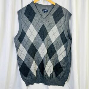 Croft & Barrow Men Lightweight Dark Smoke Argyle Sweater Vest - Size L - VGUC